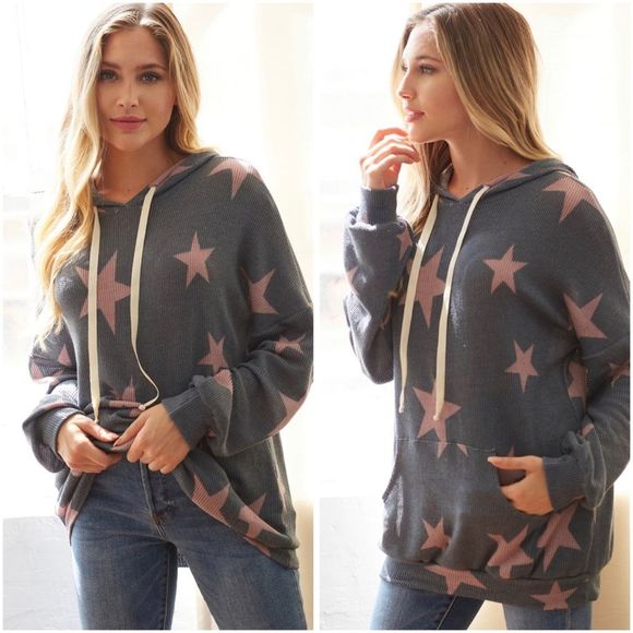 🆕Star print oversized hooded pullover - Picture 6 of 16